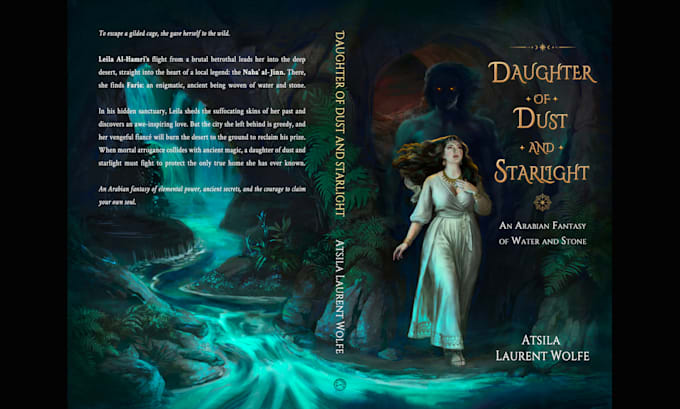 do hand drawn epic fantasy book cover illustration not ai