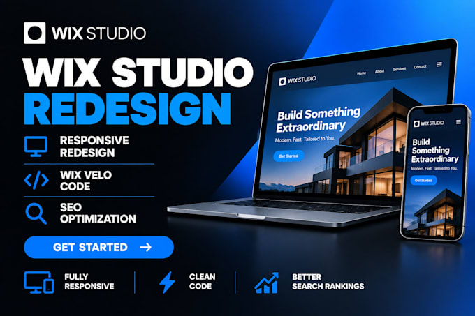 build wix studio responsive website redesign wix velo code and wix SEO