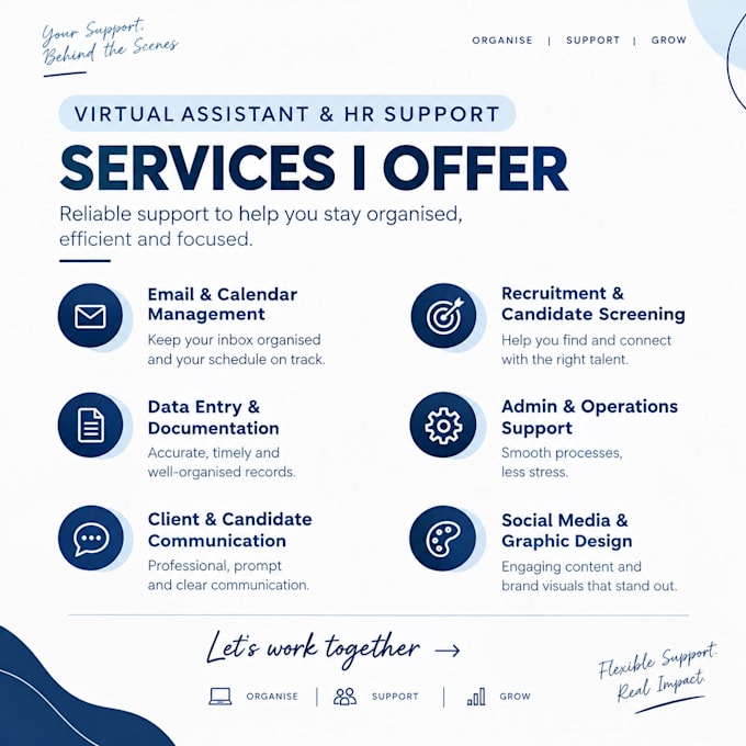 be your virtual assistant for admin, email recruitment support