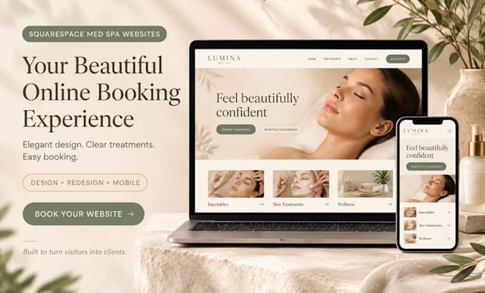 design or redesign a squarespace med spa website or create squarespace website
