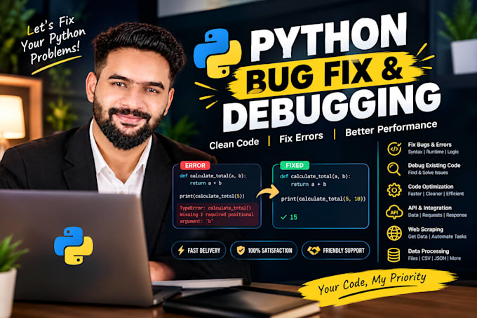 fix python bugs, errors and issues in your code