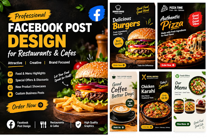 design professional facebook posts for restaurants and cafes