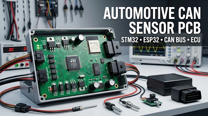 design automotive can bus sensor controller pcb with stm32 esp32