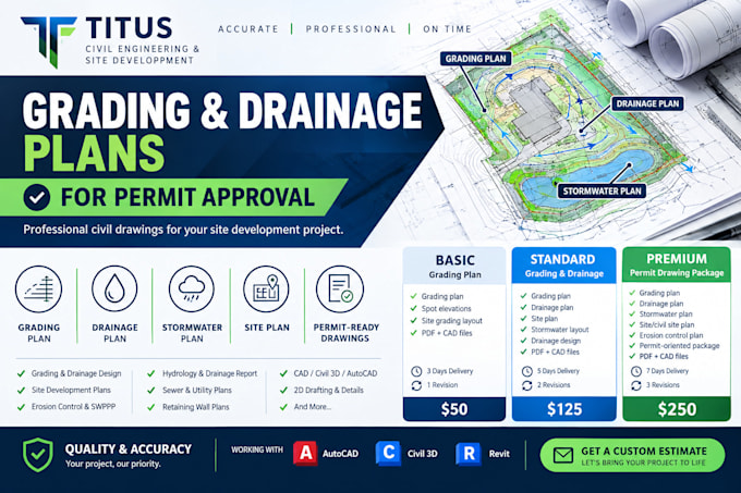 prepare grading and drainage plans for permit approval