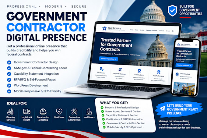 sam gov, rfp, rfq and federal bids, contractor website, capability statement