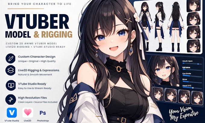 create 3d vtuber model with arkit facial tracking and rigging, vrm blend shapes