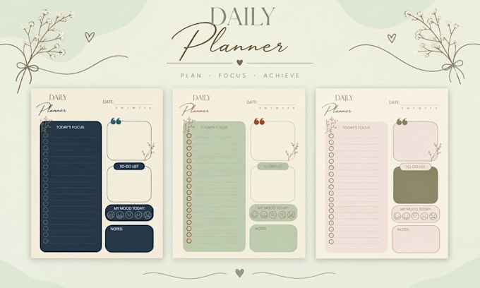 design daily planner, printable planners and journals