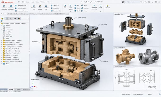 design 3d mold, sand casting, casting mold, foundry tooling, for manufacturing