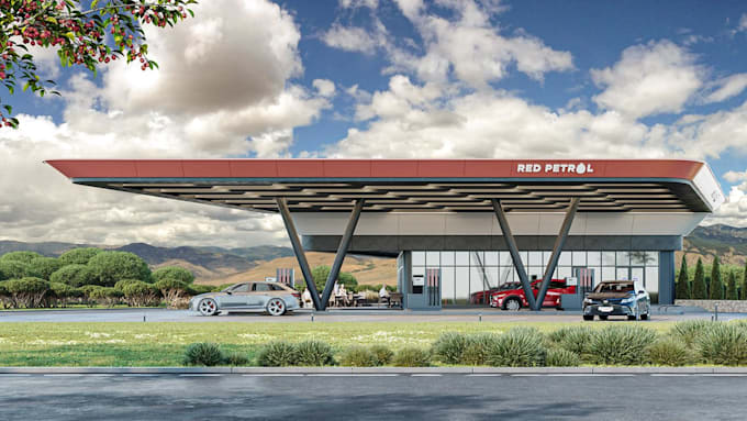 renovate 3d petrol station, fuel station, filling station and gas station