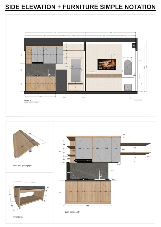 create furniture and interior technical drawings