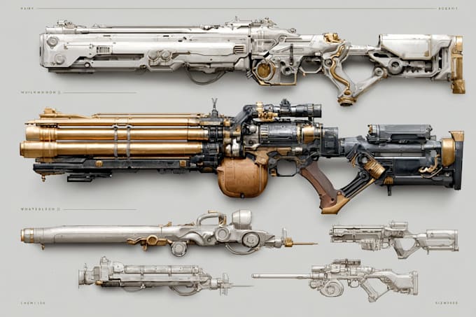 high quality weapon concept art for gaming and more