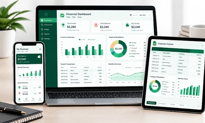 do custom excel spreadsheet dashboard, google sheet automation financial tracker