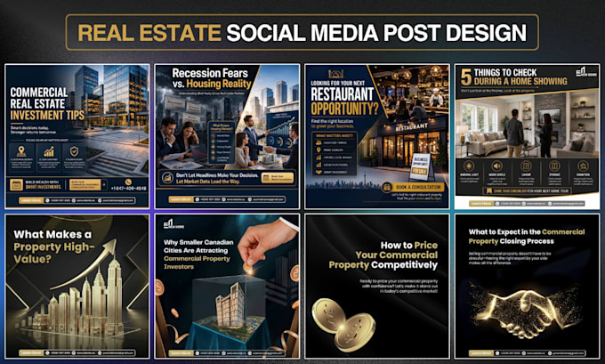 create monthly canva real estate social media post designs