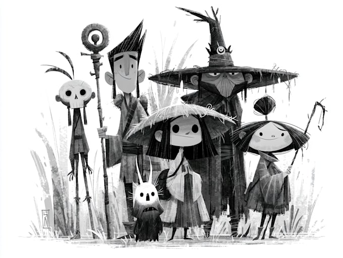 draw simple black and white illustration