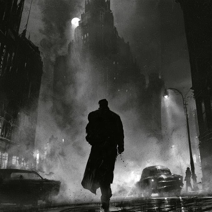 make noir horror and dark comic book illustrations