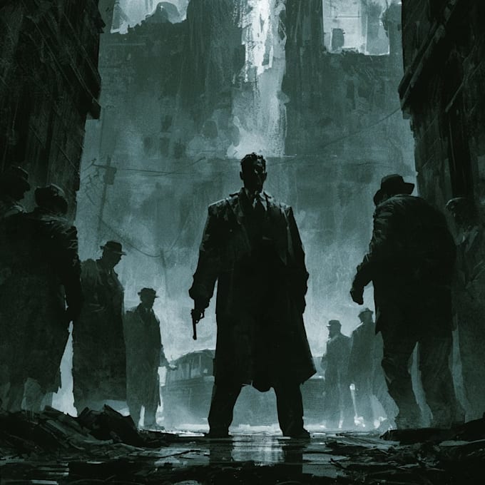 create noir horror and dark comic book illustrations
