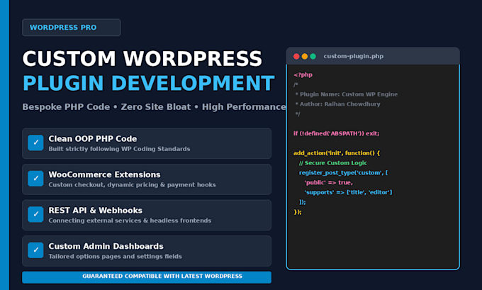 develop a custom wordpress plugin or fix custom php code