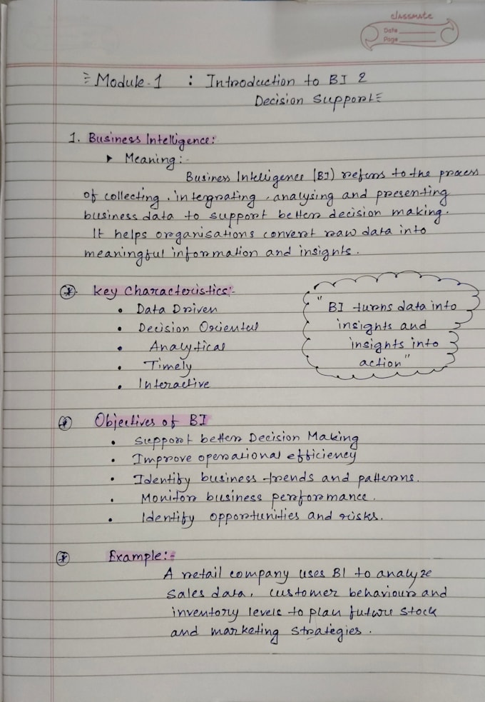 creates neat handwritten study notes and exam notes