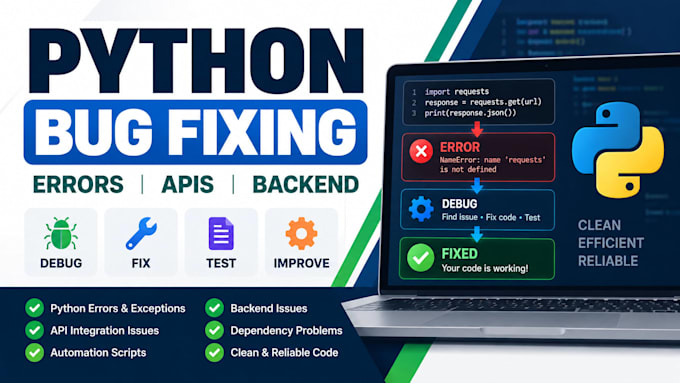 debug and fix python errors bugs API and backend issues