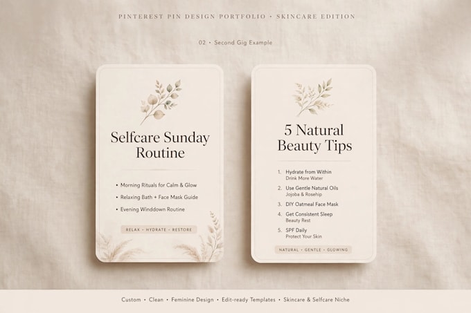 design aesthetic pinterest pins for skincare beauty and selfcare brands