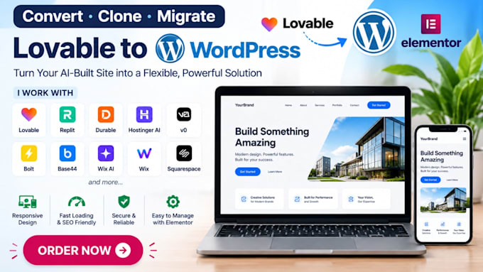 convert lovable to wordpress, figma to wordpress, elementor website