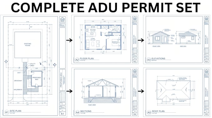 adu permit plans, adu drawing for city approval