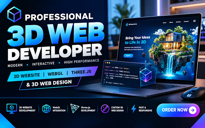 3d web developer, 3d website developer, webgl, three js and 3d web design