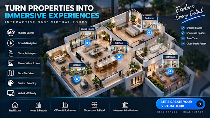create interactive 360 virtual tours for real estate and businesses