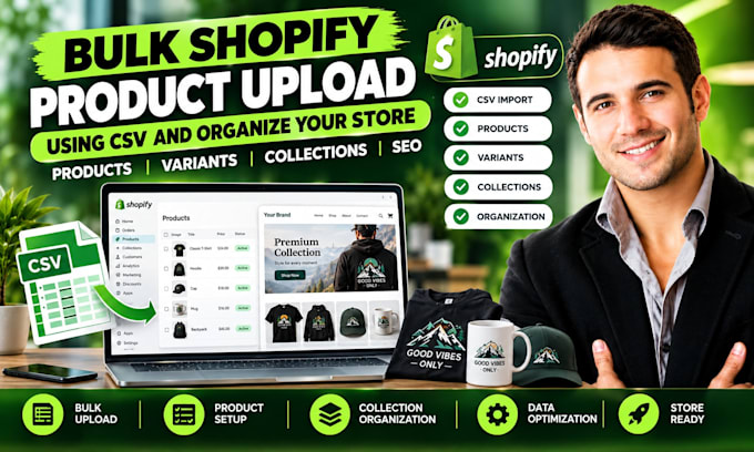 bulk upload shopify products using CSV and organize your store