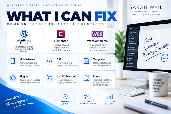 fix wordpress, elementor and woocommerce problems