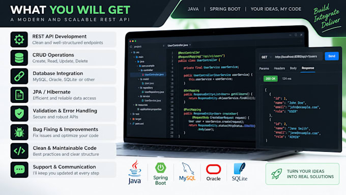 develop a java spring boot rest API for your application