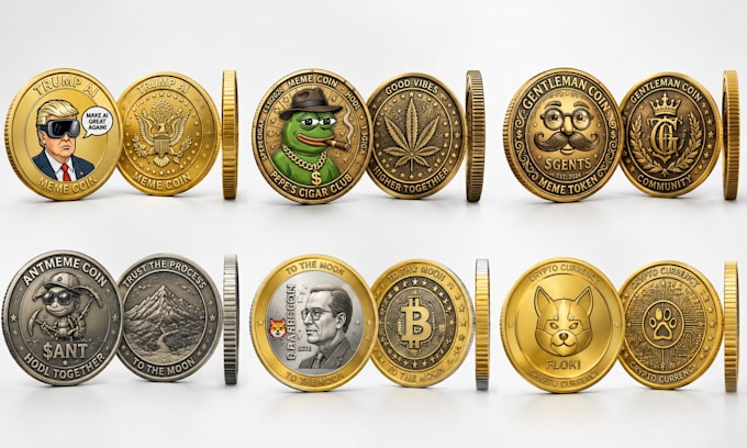 create realistic 3d crypto token, meme coin and nft coin animation