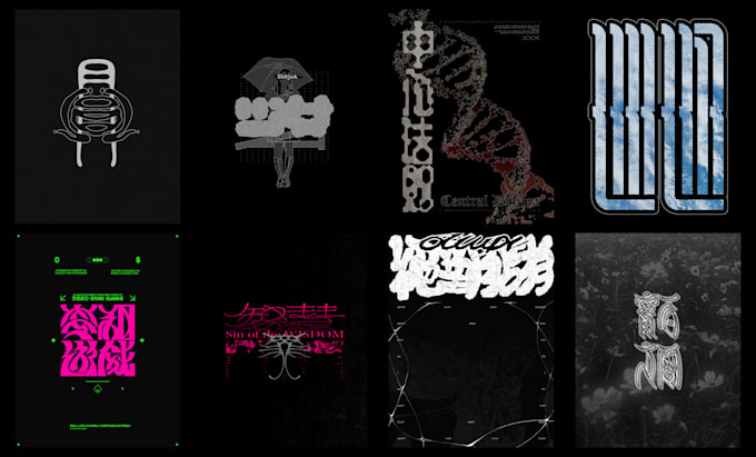 design custom gothic chinese lettering and logotype