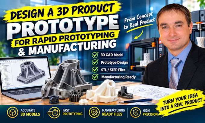 design a 3d product prototype for rapid prototyping and manufacturing