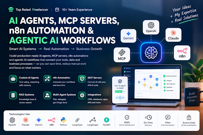 build ai agents, mcp servers, n8n automation and agentic ai workflows