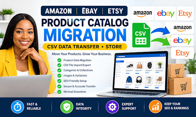 amazon ebay esty product catalog migration image CSV data transfer store