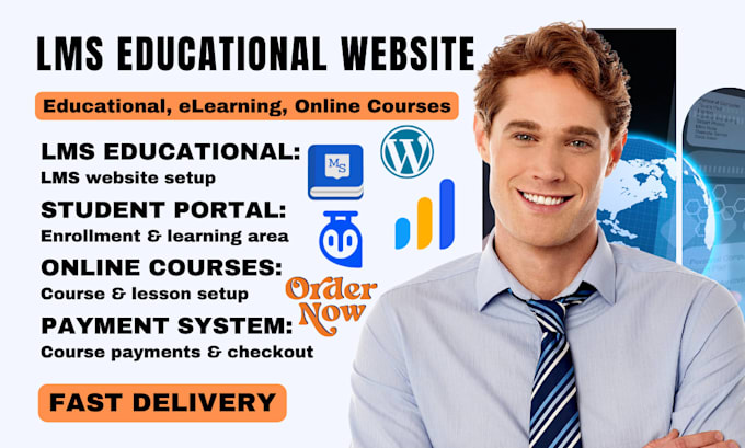 build lms educational website elearning website wordpress online course