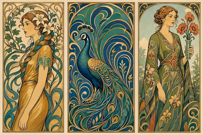 do illustrations in art nouveau style
