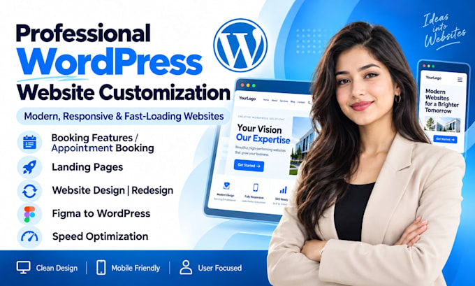 add wordpress booking features and design landing pages
