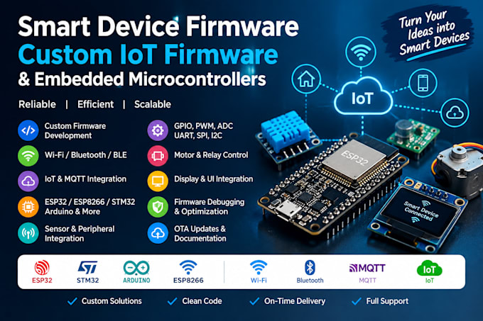 smart device firmware, custom iot firmware, and embedded microcontrollers