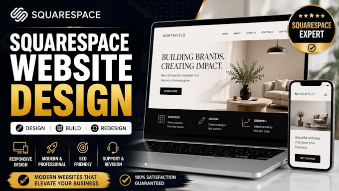 build squarespace website, redesign squarespace and landing page