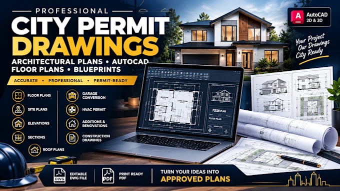 draw permit plans for city approval, architectural drawings