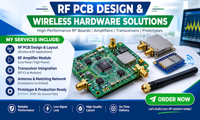 design rf pcb, rf amplifier module, transceiver and wireless prototype board