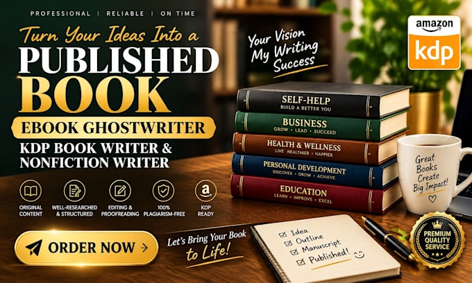 be your ebook ghostwriter, KDP book writer, book ghostwriter