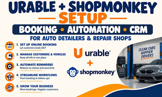 setup urable shopmonkey tekmetric CRM booking customer followup automation