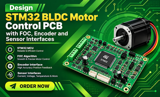 design stm32 bldc motor control pcb with foc, encoder and sensor interfaces