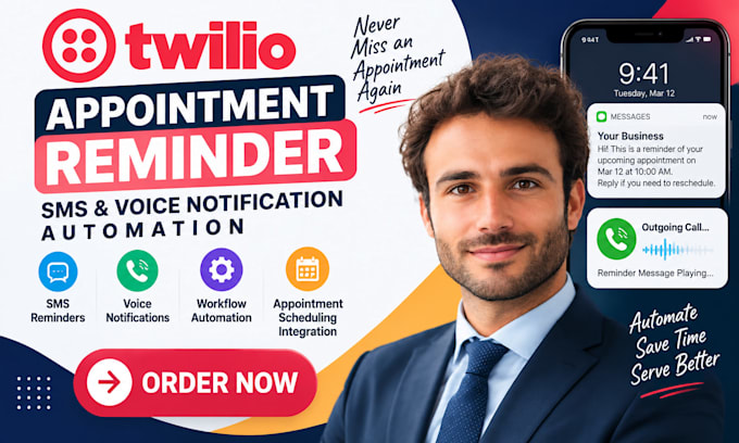 setup twilio appointment reminder sms voice notification automation