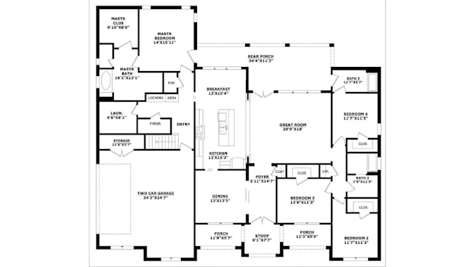 draft 2d floor plans, house plans for architectural presentations using autocad