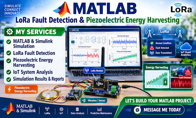 develop matlab lora fault detection and piezoelectric energy harvesting systems