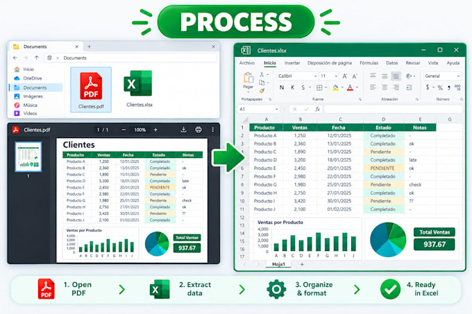 convert PDF word and images to excel